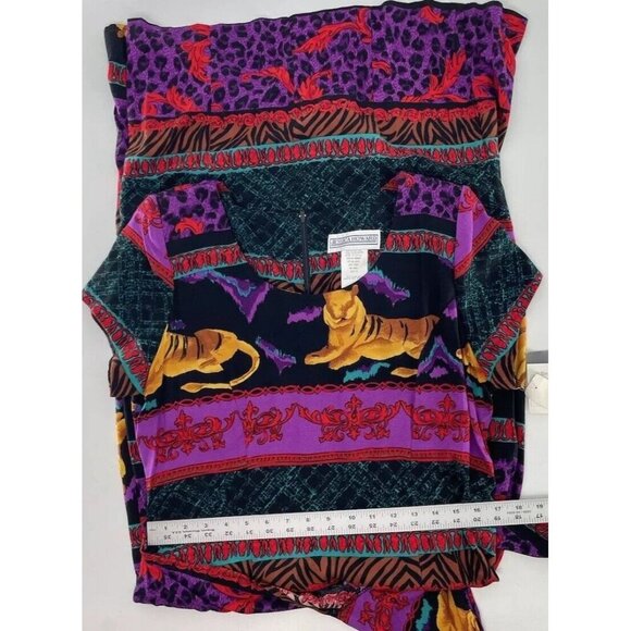 Vintage 90s‎ Deadstock Tiger Boho Print Short Sleeve Wrap Skirt Maxi Dress 14 - Picture 15 of 16
